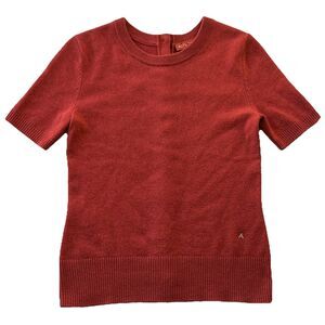 ALTUZARRA 100% Cashmere Short Sleeve Sweater Pullover Crewneck Top Button Back